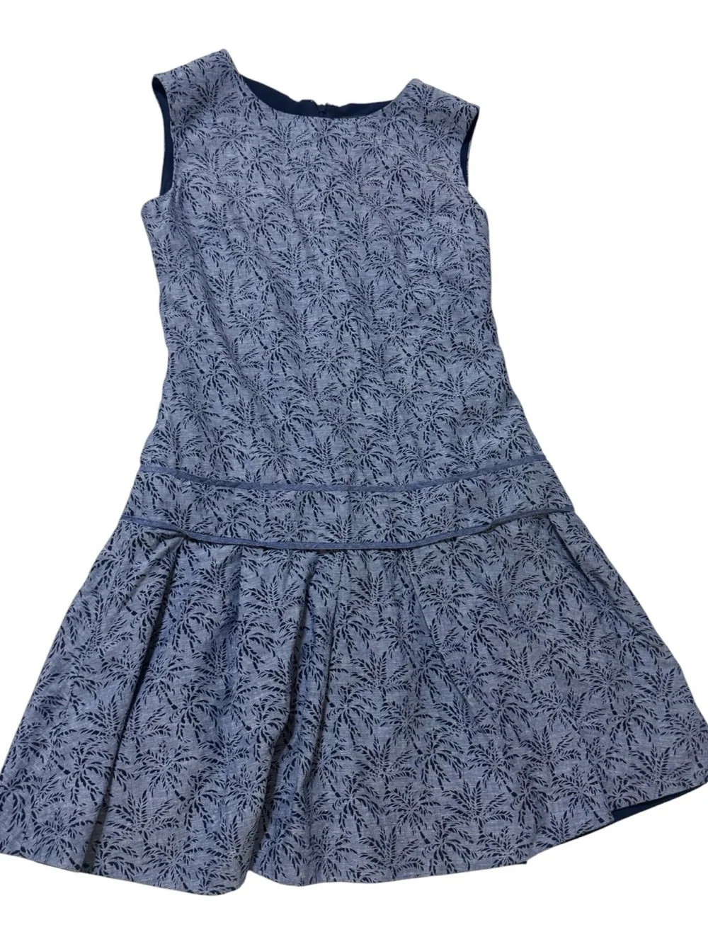 J. Crew Sleeveless Dusty Blue Textured Fit-and-Flare Mini Dress